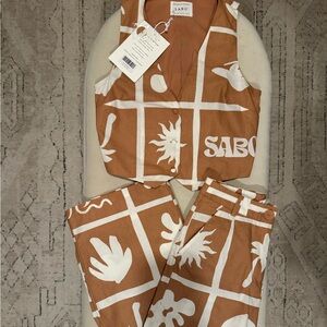 Kids Pajamas in Brown and White